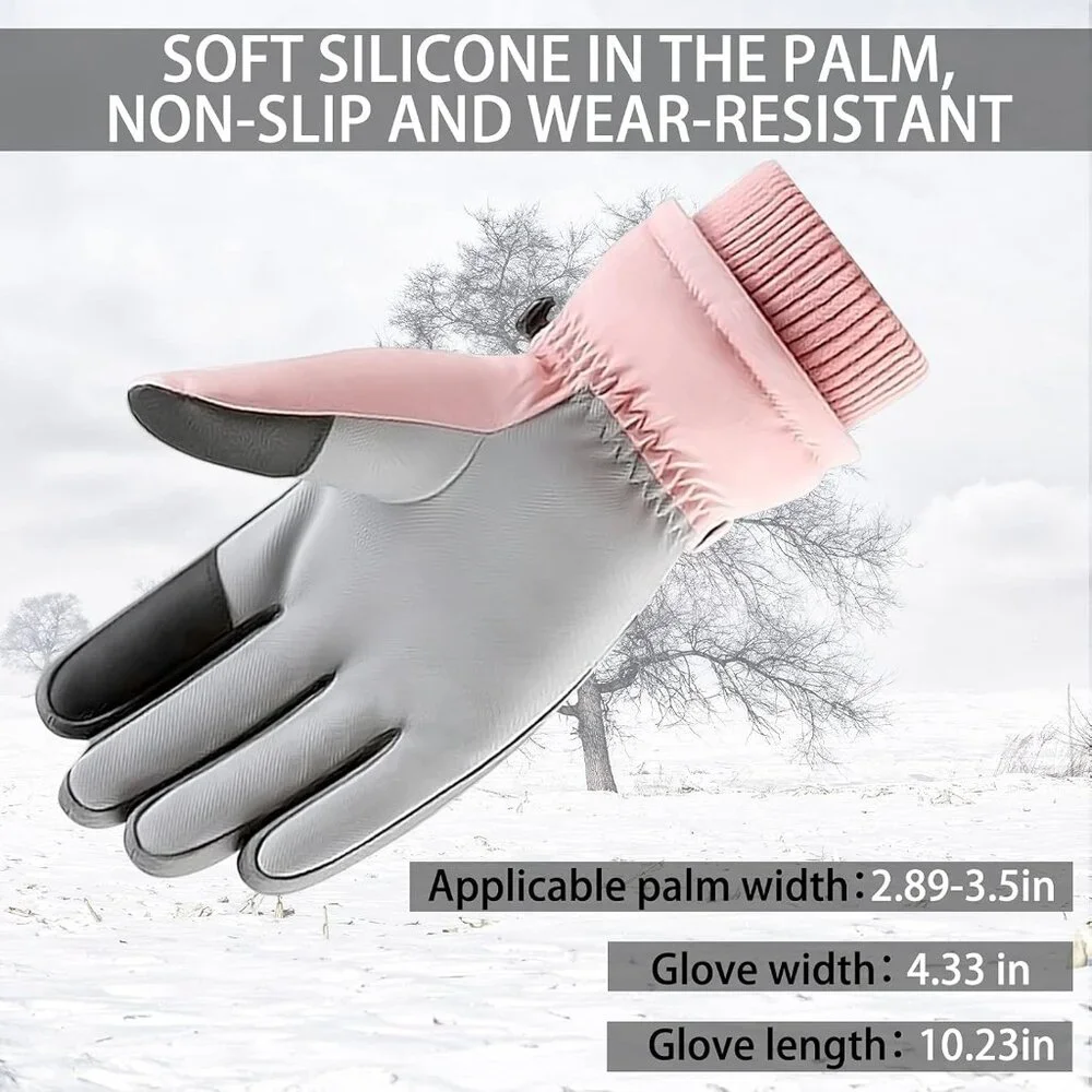 Women Winter Ski Pink Gloves